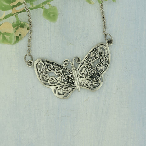 Eternal Love Butterfly Pendant Necklace Sterling Silver