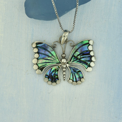 Butterfly Pendant in Abalone Sterling Silver