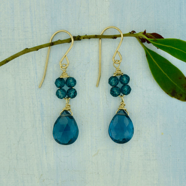 London Blue Topaz Earrings in Gold Fill