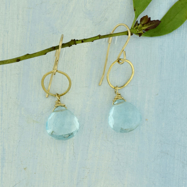 Blue Topaz Tear Drop Earrings in Gold Fill