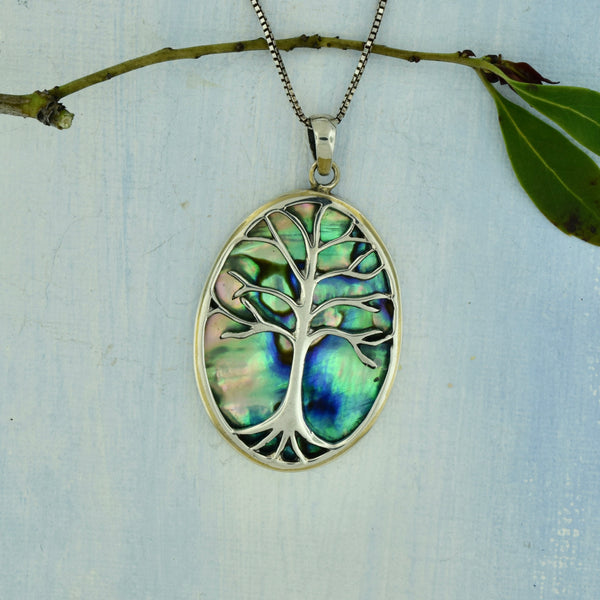 Tree of Life Pendant in Abalone Shell Sterling Silver