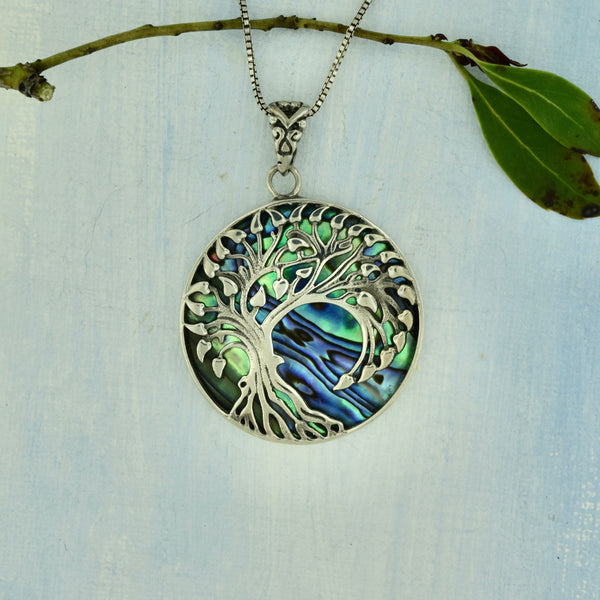 Tree of Strength Pendant W Albone Shell Sterling Silver