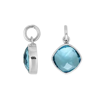 Small Blue Topaz Quartz Pendant Necklace in Sterling Silver