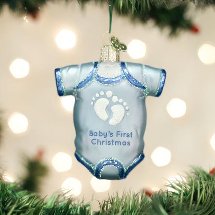 Old World Christmas Blue 1st Christmas Onesie