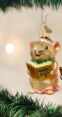 Old World Christmas Caroling Mouse (Gold)