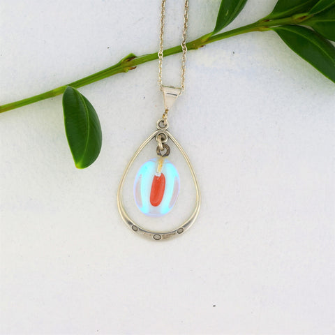 Iridescent Crystal Pendant Necklace -Sterling Silver