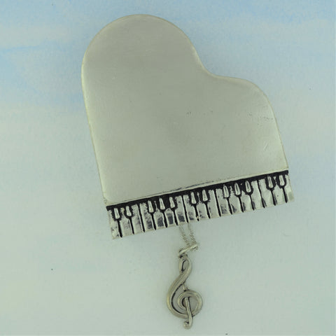 Piano Trinket Box with Music Note Necklace- Pewter