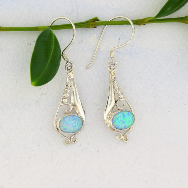Earrings with Blue Lab Opal - Sterling Siler