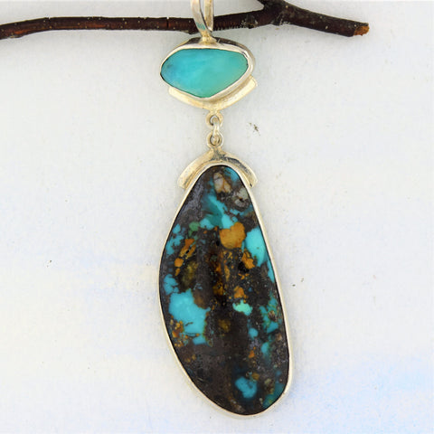 Turquoise and Peruvian Opal Pendant Sterling Silver
