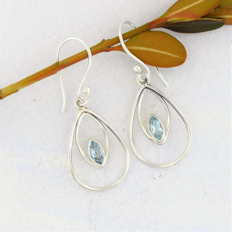 Sterling silver Earrings with Blue Topaz