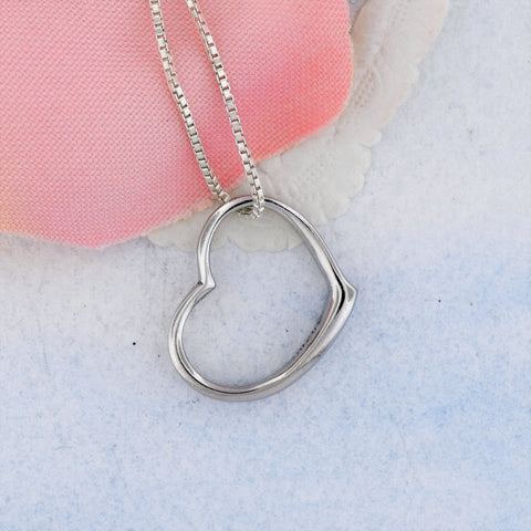 Sterling Silver Necklace with Small Open Heart