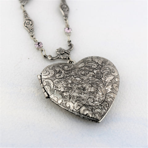 Silver Plated Necklace with Heart Locket