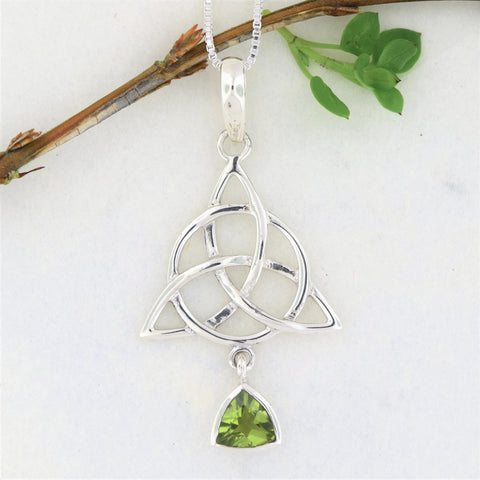 Sterling Silver Pendant with Celtic Knot & Peridot