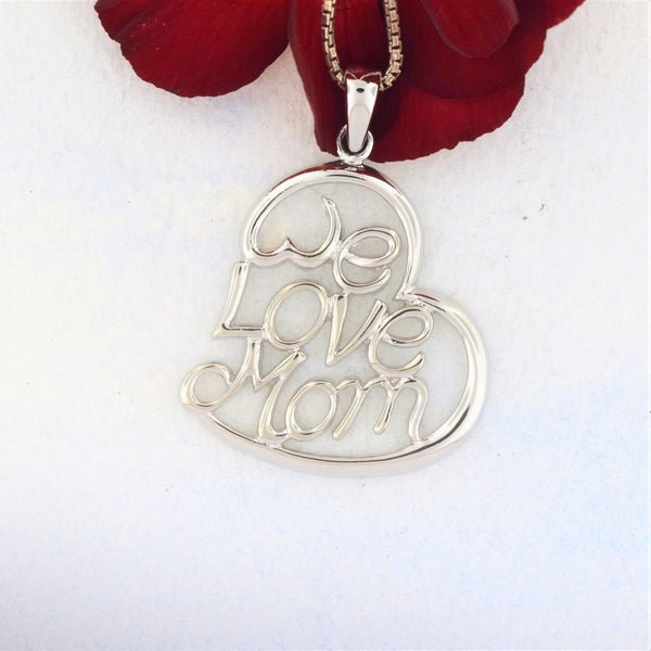 Sterling Silver We Love Mom Heart Necklace