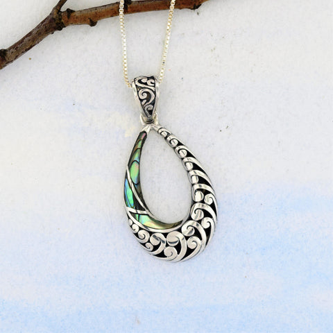 Pendant Necklace Sterling Silver Embrace Paua Shell