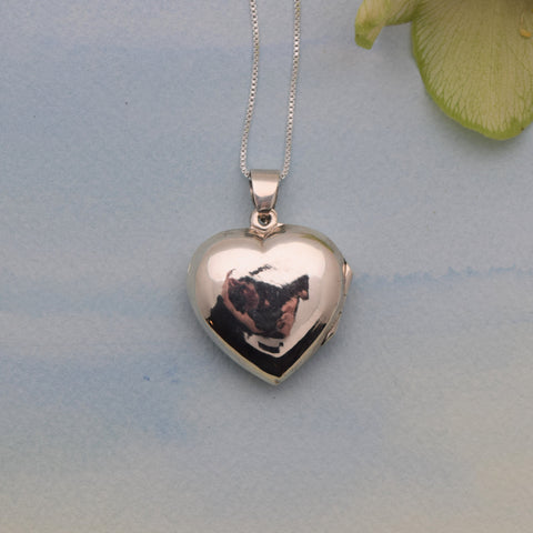 Sterling Silver Heart  Locket Pendant Necklace
