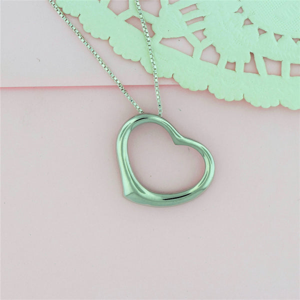 Sterling Silver Open Heart Necklace