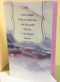 Greeting Card- Sympathy Watercolor Landscape with Lavender Ribbon