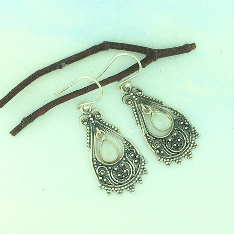 Earrings with Moonstone - Sterling Silver
