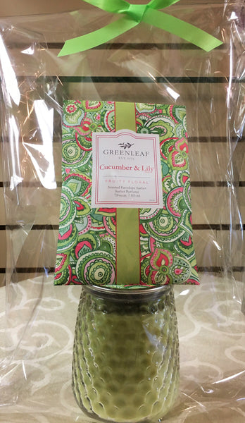 Package of a Large Candle & Sachet, Cucumber & Lily