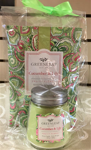 Package of a Small Candle & Sachet, Cucumber & Lily