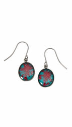 Hot Pink Queen Anne's Lace Oblong Earrings