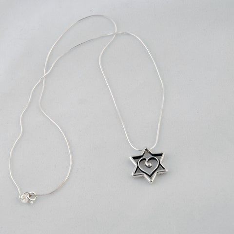 Star of David with Heart Necklace