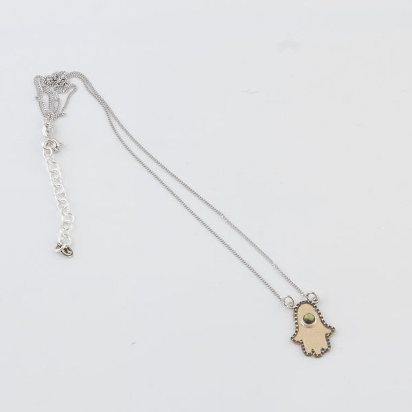 Silver Gold Necklace with Hand