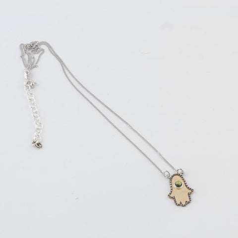 Silver Gold Necklace with Hand
